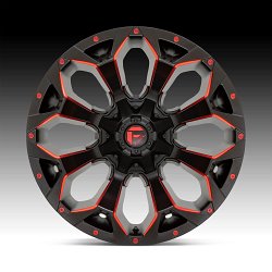 Fuel Assault D787 Matte Black Milled Red Accents Custom Truck Wheels 3